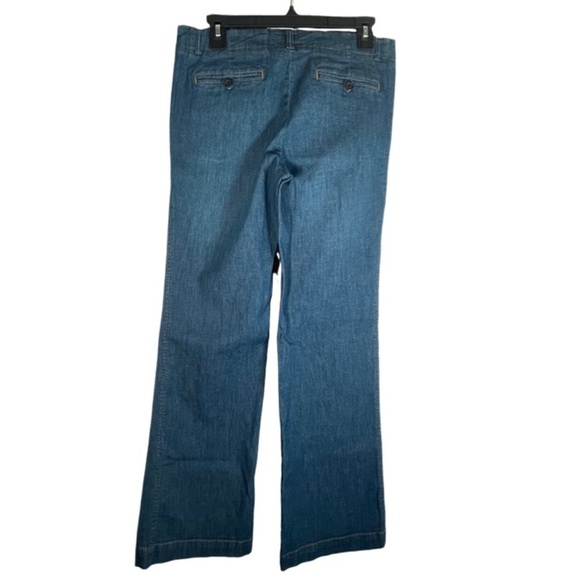 Theory Straight Wide Leg Flare Denim Trousers Jeans Womens 6 Blue Cotton Stretch - Picture 3 of 16